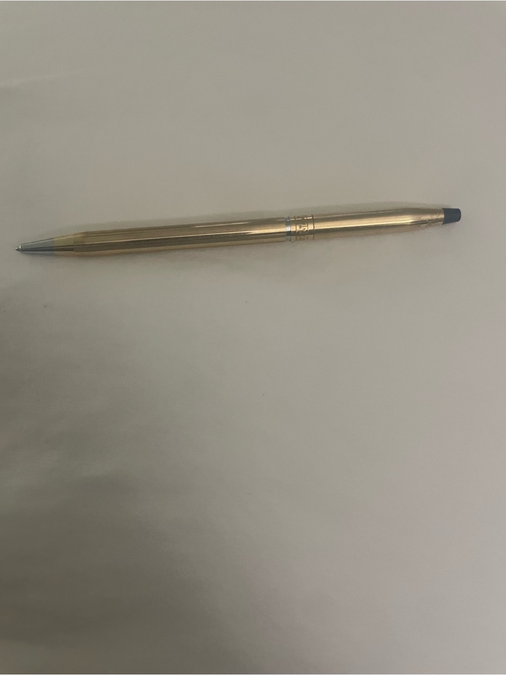 CROS Gold overlay  Ballpoint Pen with Blue Ink Tip  with leather case.
